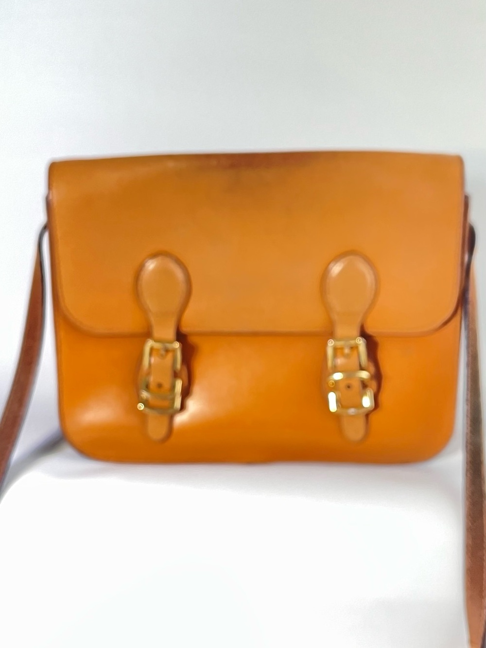 Ralph Lauren Cognac Leather Buckle Satchel